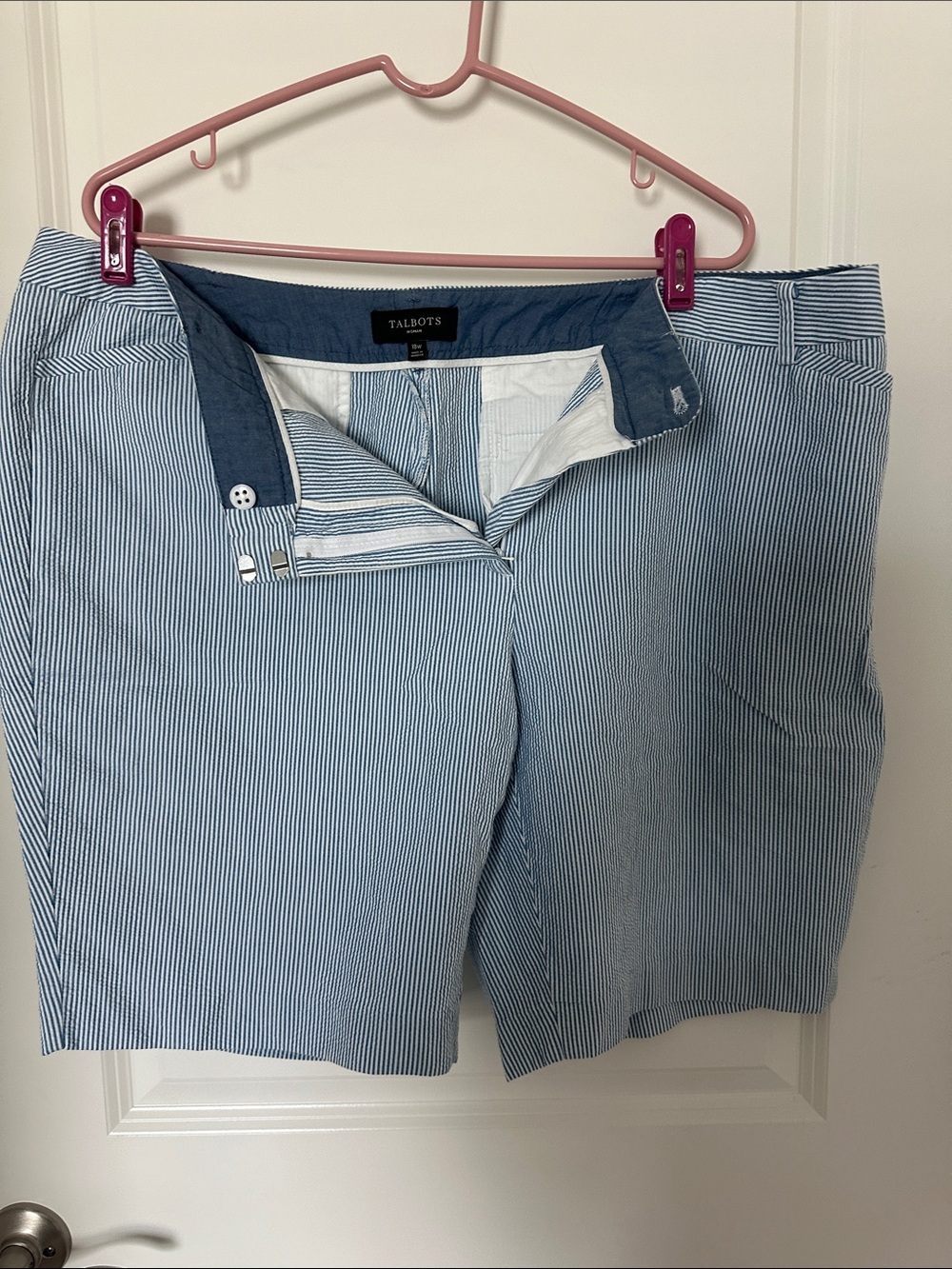 Talbots Blue and White Pinstripe Bermuda Shorts